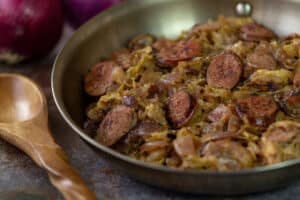 Kielbasa & Red Onion Skillet